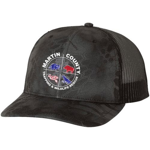 Martin County Trucker Hat | Black Kryptek Camo