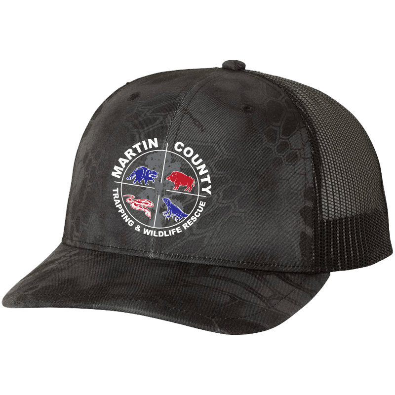 Martin County Trucker Hat | Black Kryptek Camo